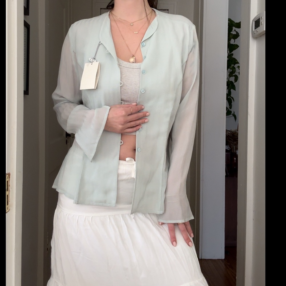MANI by Giorgio Armani Sheer Y2K Button-Up Shirt